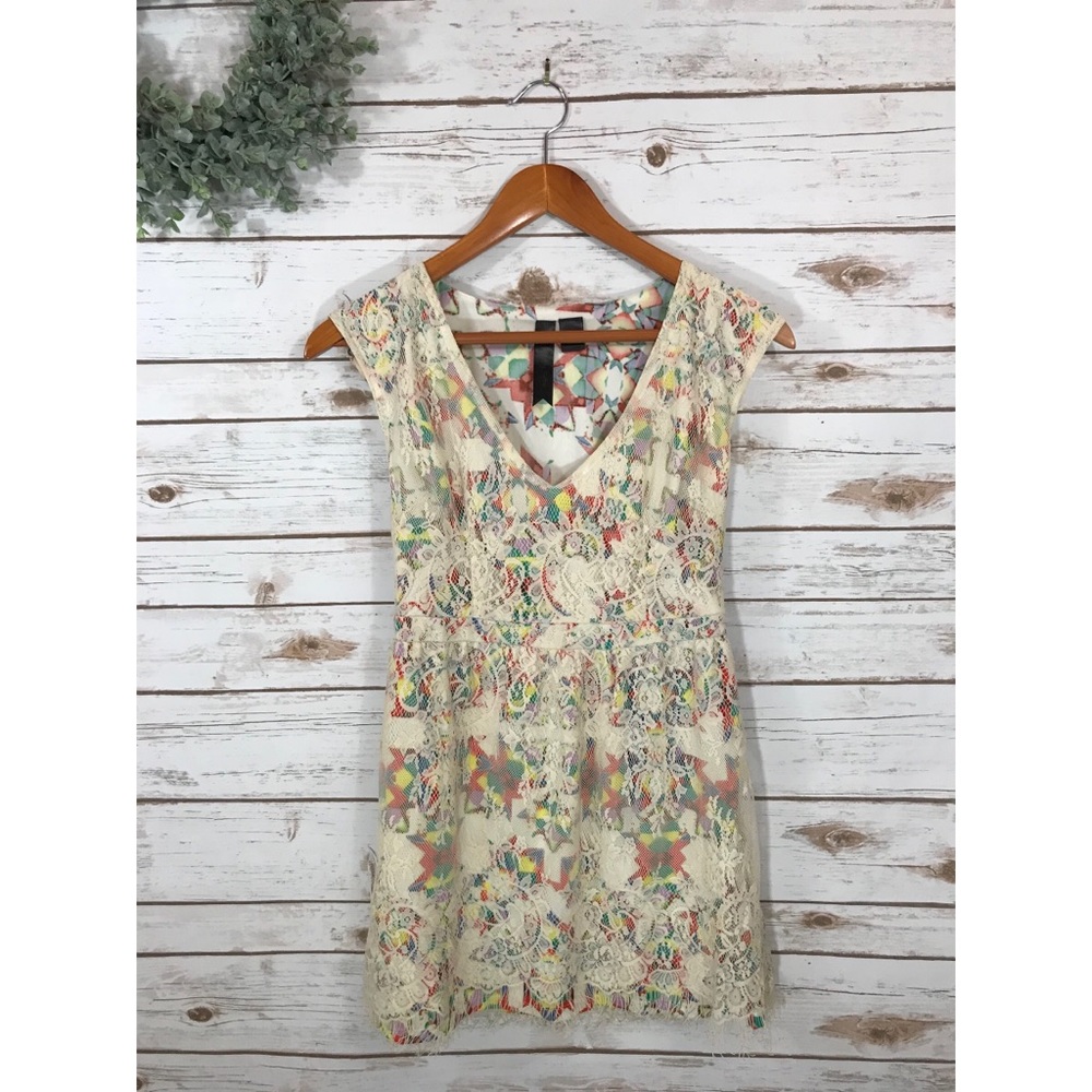 PETTICOAT ALLEY COLORFUL LACE OVERLAY DRESS